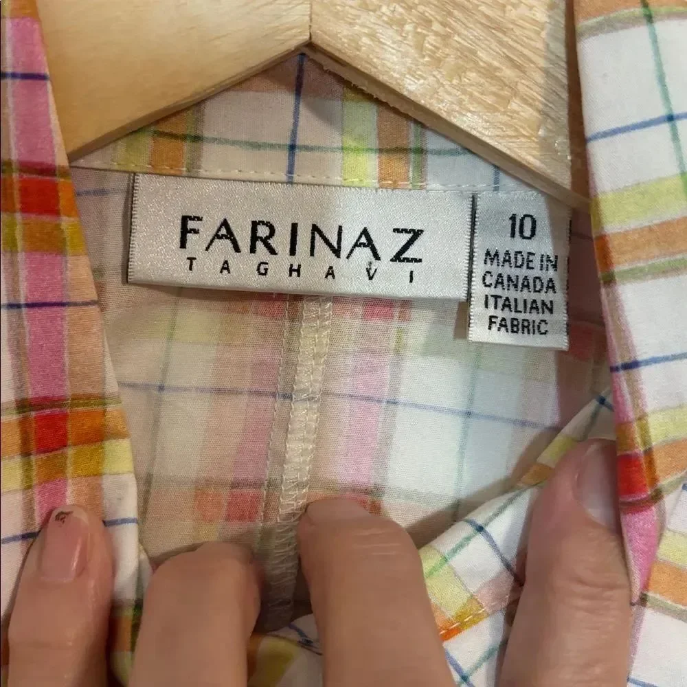 Farinaz Taghavi Orange & Yellow Plaid Button-Up Shirt, 10
